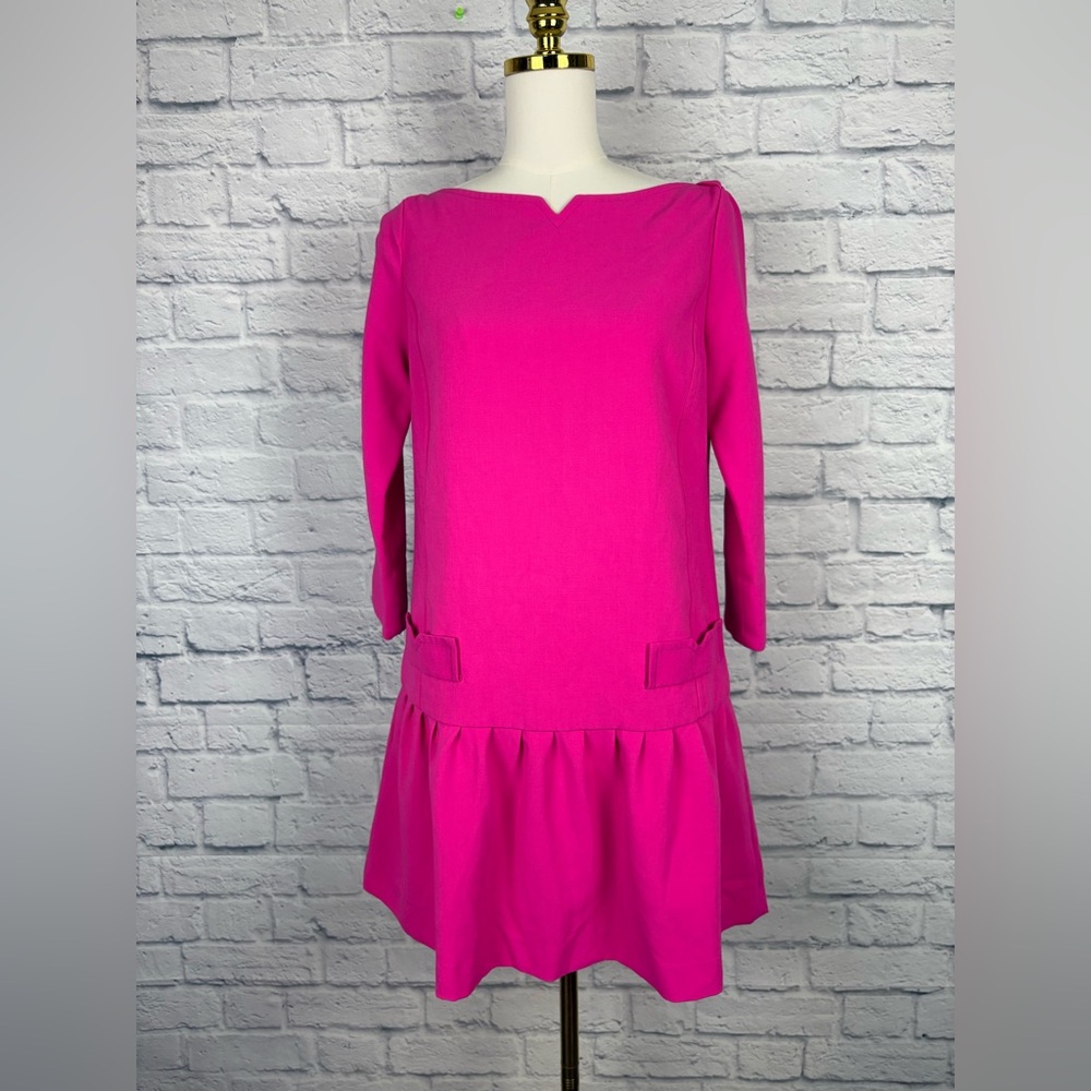 Victoria Beckham for Target hot pink drop waist dress with 3/4 sleeves size S - Picture 2 of 6